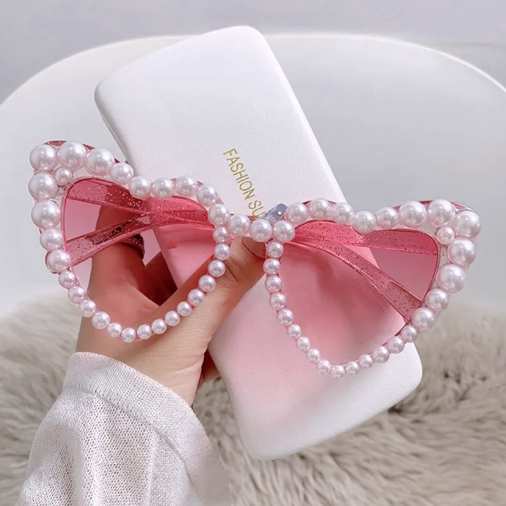 Pearl Pink Heart Sunglasses